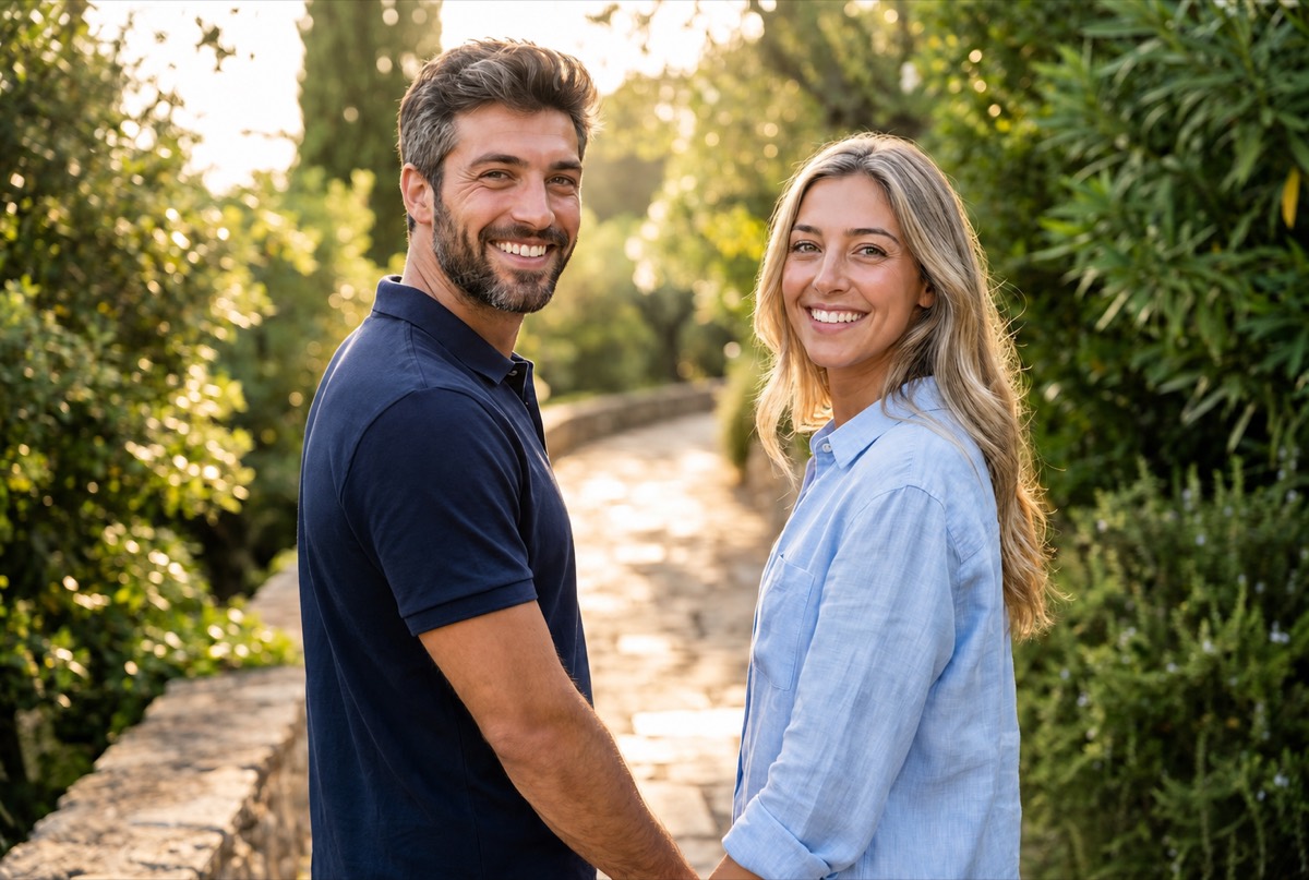 The couple imagined 10 years ahead in a warm everyday scene